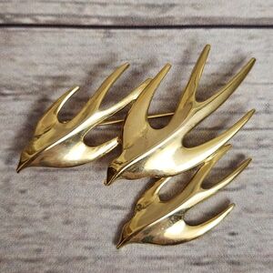 Gold Swallow Trio Brooch - Elegant Women’s Jewelry